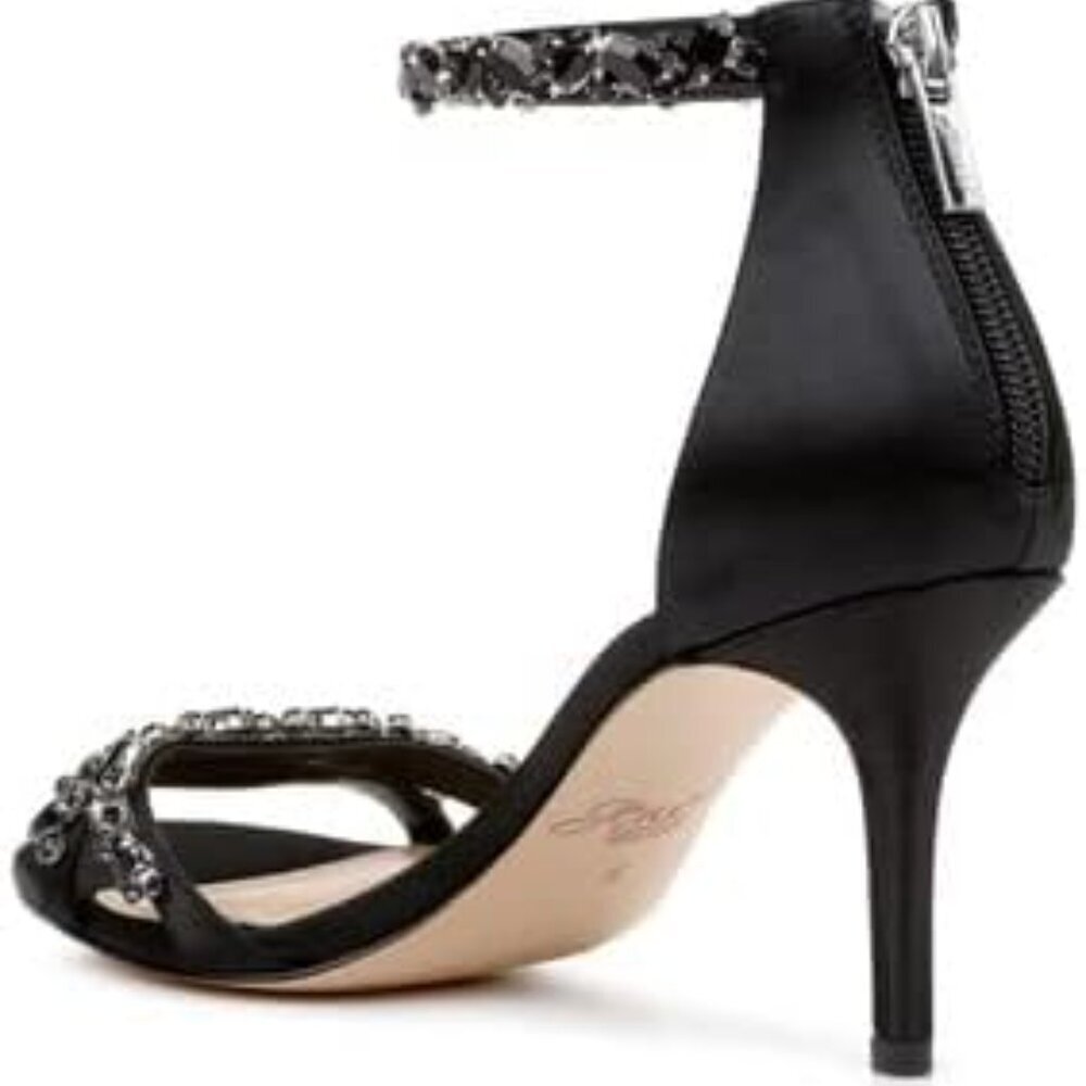 Women's Satin Embellished Strap Evening Shoe Size 10 Champagne - Picture 5 of 9